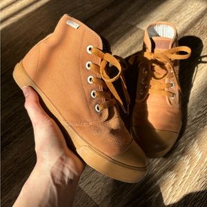 Bangs Sahara Sand brown terracotta high top canvas sneakers